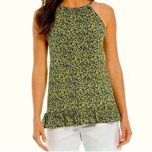 Michael Michael Kors Blue And Yellow floral Gold Chain Halter